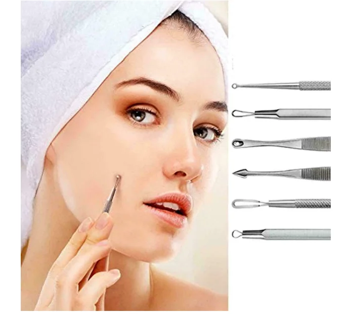 Face Care Stainless Steel Skin Remover Kit Blackhead Blemish Acne Pimple Extractor Tool Skin Care Cleanser Manufacturers Supply