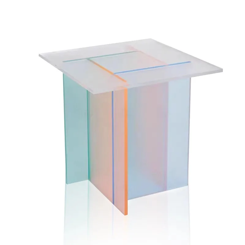 Factory Wholesale Price Modern Clear Acrylic Unique Side Table Furniture Colorful Plexiglass Pink Onyx Plinth Side End Table