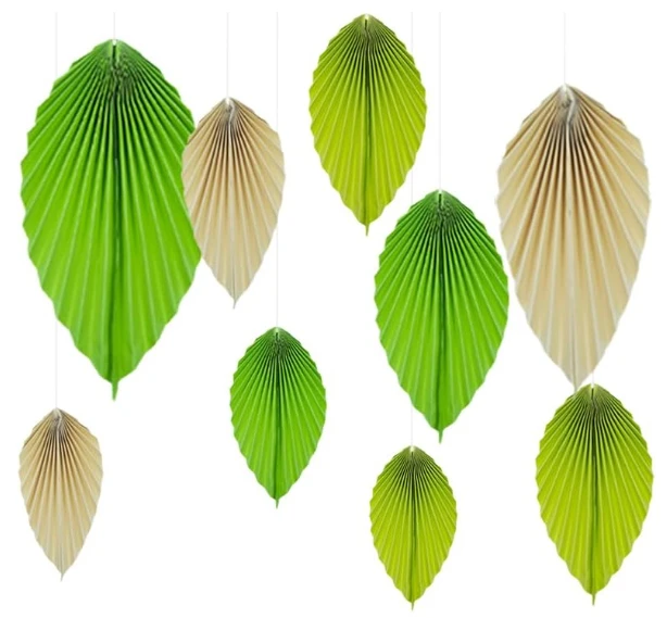 9 Pieces Paper Fan Party Decoration Paper Leaves Decorations for Wall Wedding Birthday Tea Party Table Backdrop Decor