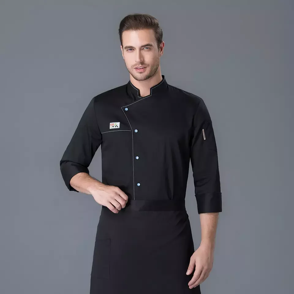 Top Trending Blank Chef uniform Restaurant & Bar Wear Hot Sale Of Red And Black Color Combination Chef Coat For  Unisex  uniform