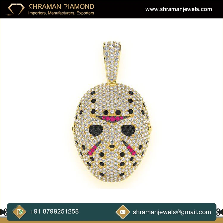 Latest Arrival Wedding Gift Fashion Jewelry for Men or Women 3.75 CTS 14K Gold Large Hockey Mask VS Natural Diamond Pendant
