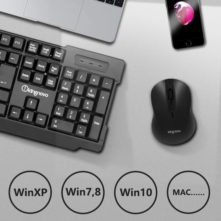 High quality 2.4Ghz keyboard and mouse combo laptop gaming gamer office OEM custom logo USB  wireless keyboard and mouse set