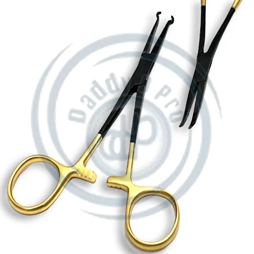 No Scalpel Vasectomy Set w/ Pointed Forceps & Grasping German Stainless Gold Black Needle Holders