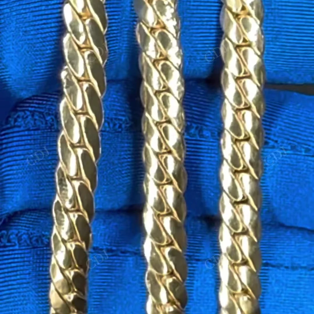 Factory in India Custom Plain Sterling silver Yellow Gold Plated Cuban Link Chain Hip Hop Necklace For Men Rappers Chain Jewelry