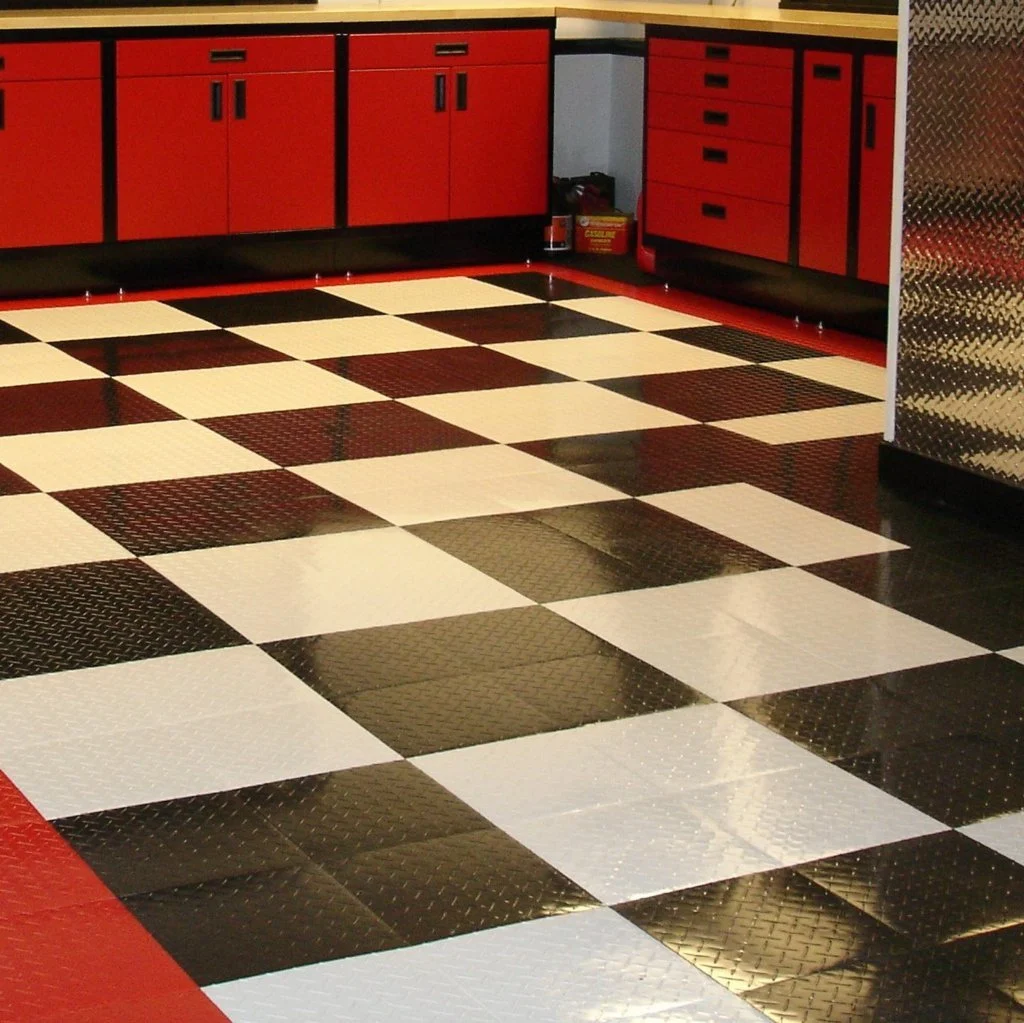 Multi-purpose Anti-slip Indoor Interlocking Pvc Workshop Flooring Checkered Garage Floor Tiles