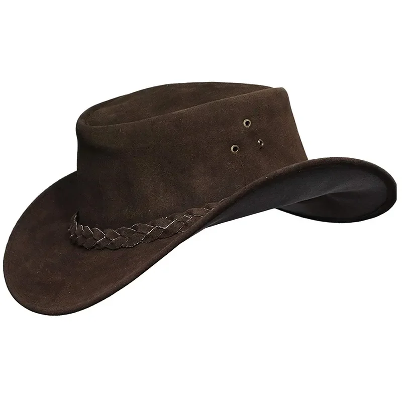 Best selling latest design custom color Genuine cow hide leather hats new fashion leather cowboy hat US