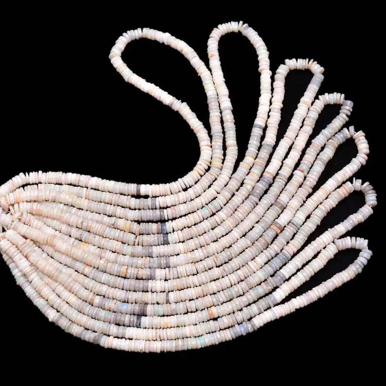 Natural Australian Opal Smooth Heishi Beads Strands 3.5-6.5mm Loose Gemstone Beads Strings For Jewelry Making In Bulk Price