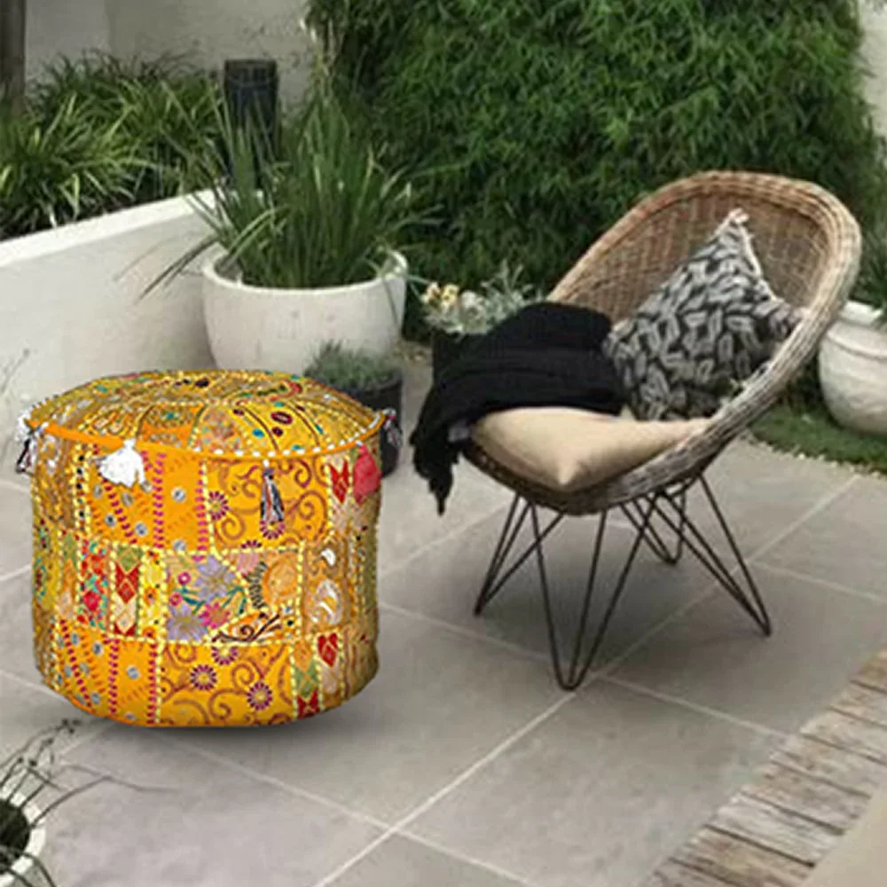 Hot Selling Cotton Pouf Ottoman for Home Living Room and Bedroom Use Available At Affordable Price from India