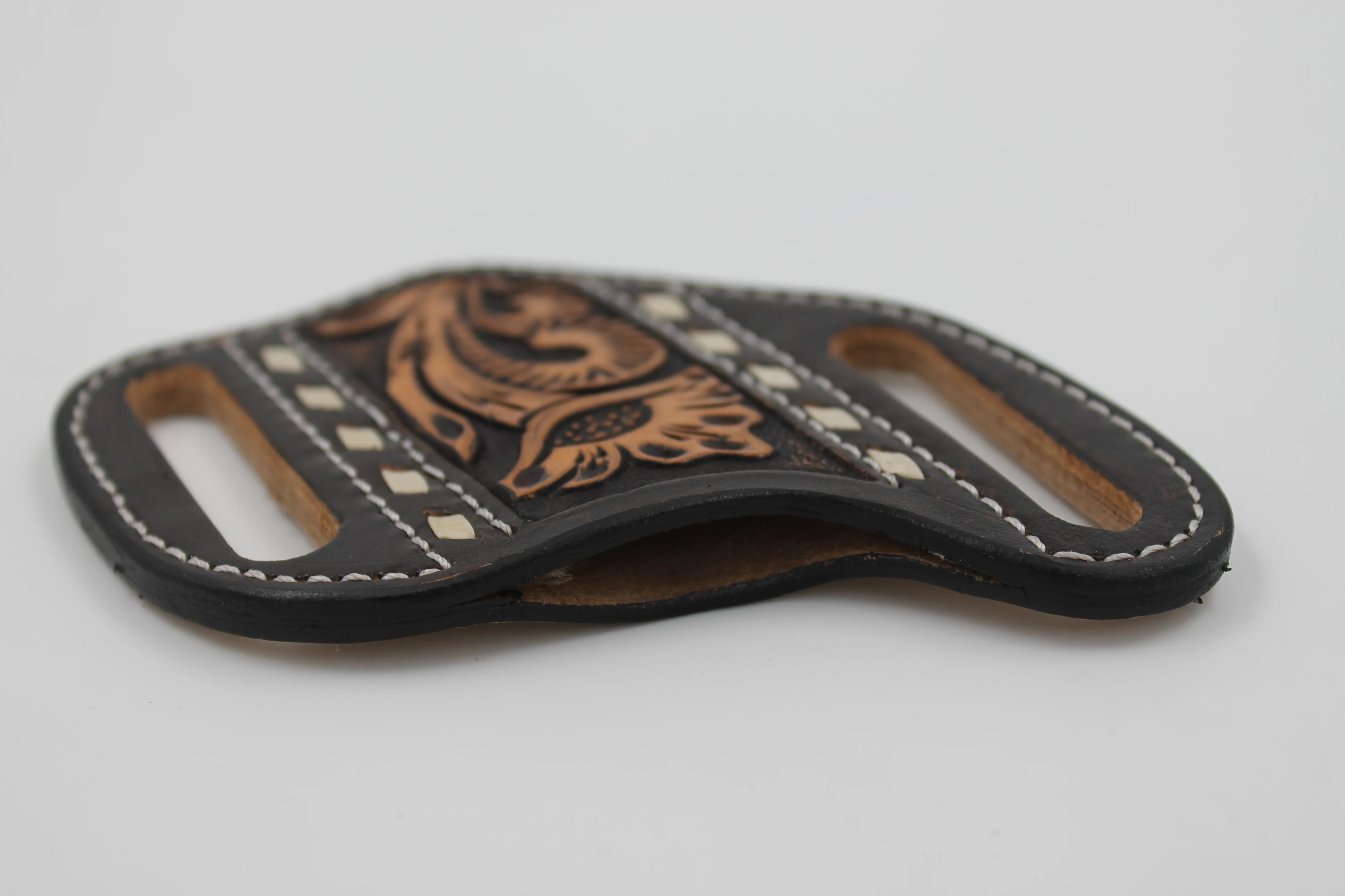 Hand Tooled Leather Floral Knife Case Angled Knife sheath Leather Custom outdoor camping knife accessories leather sheath