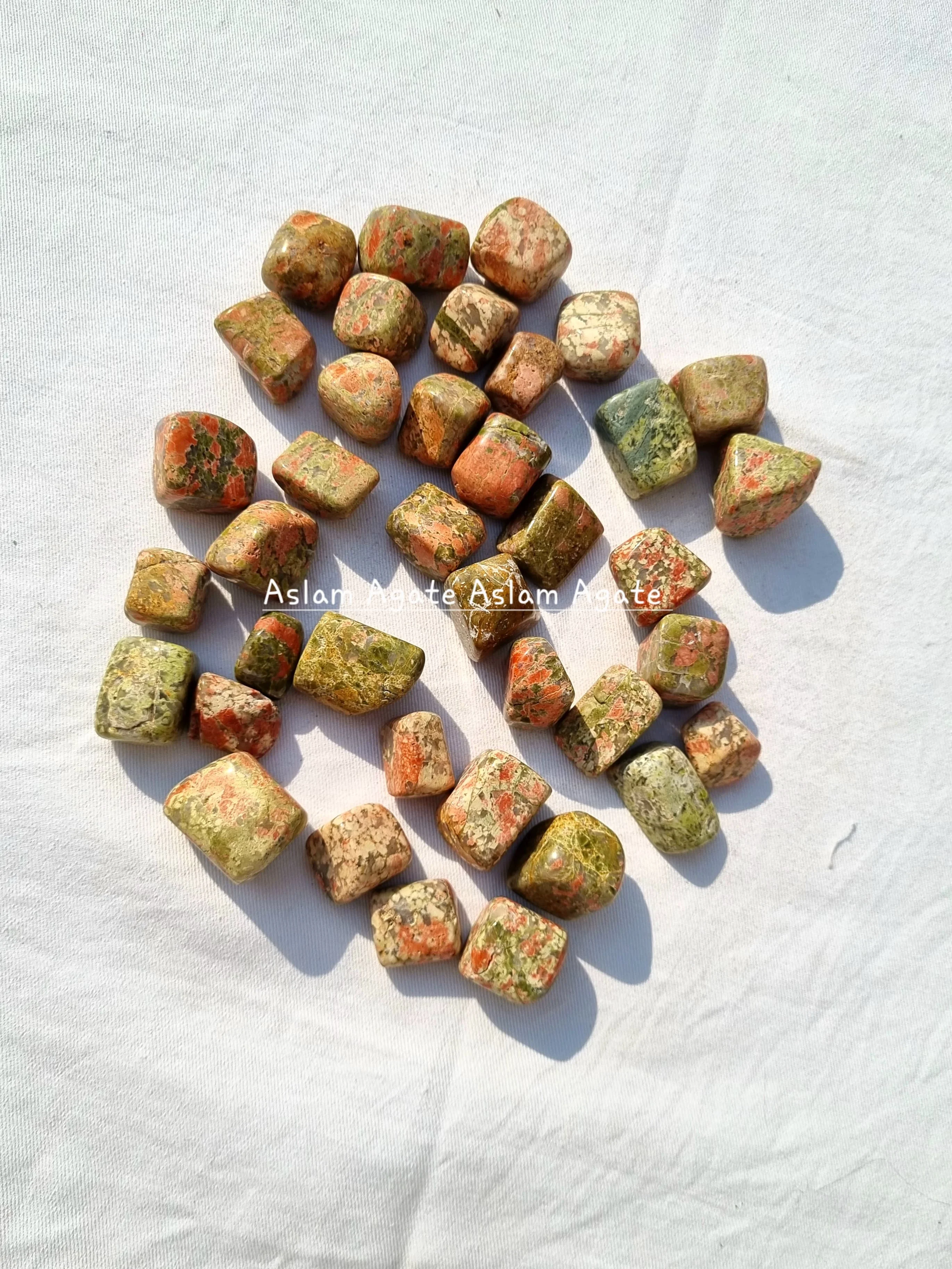 Hot Sale High Quality Natural AFRICAN UNKITE JASPER Tumbled StoneS / Healing Tumbled Stone For Meditation UNAKITE Pocket Stones