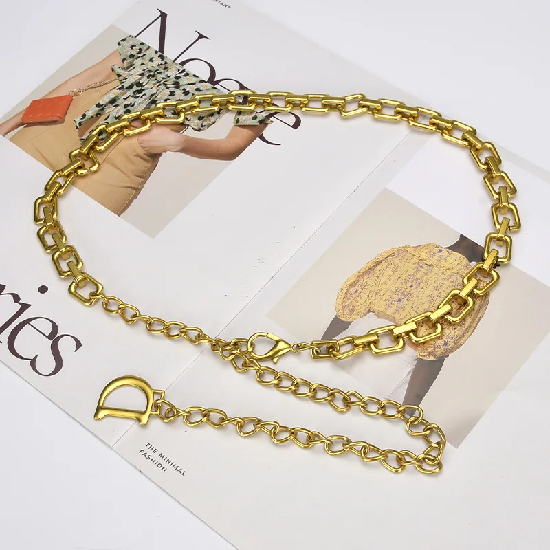 Gold Metal Chain Pearl Decorations Girdle Womens Belts Dress Waist Belt Ladies Dresses Coats Belts with Pendant for Woman Lady