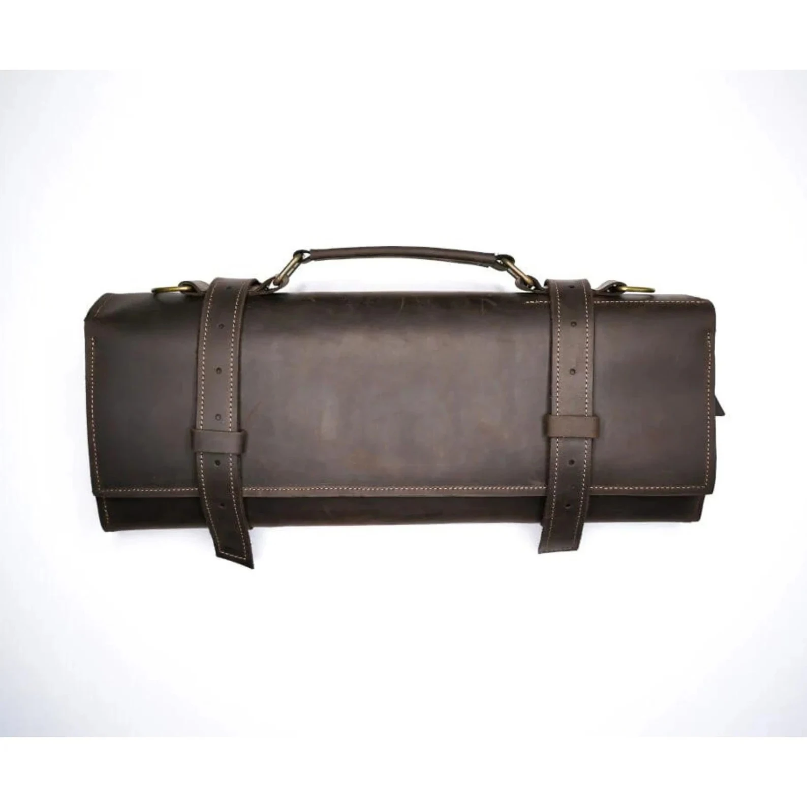 Portable Leather Tolled Electrical Technician Waxed Roll Tool Storage Bag Set Organizer LKR-0024 Customizable Knife Roll OEM