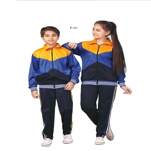 School Students Sports Uniforms Manufacturer Boys Stripes Style Jacket With Track Pant Set