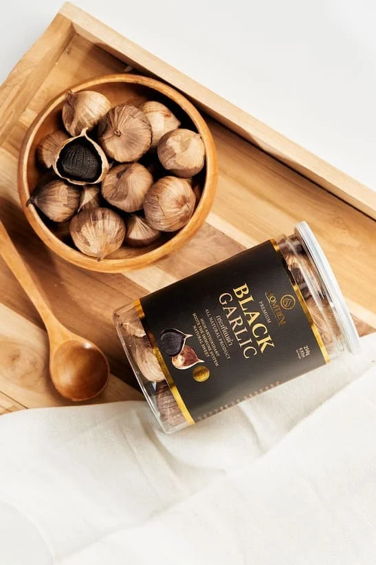 Homtiem Black Garlic 8.82 Oz (250g.) Organic Natural Sweet Ready to Eat for Healthy Snack Healthy Recipes