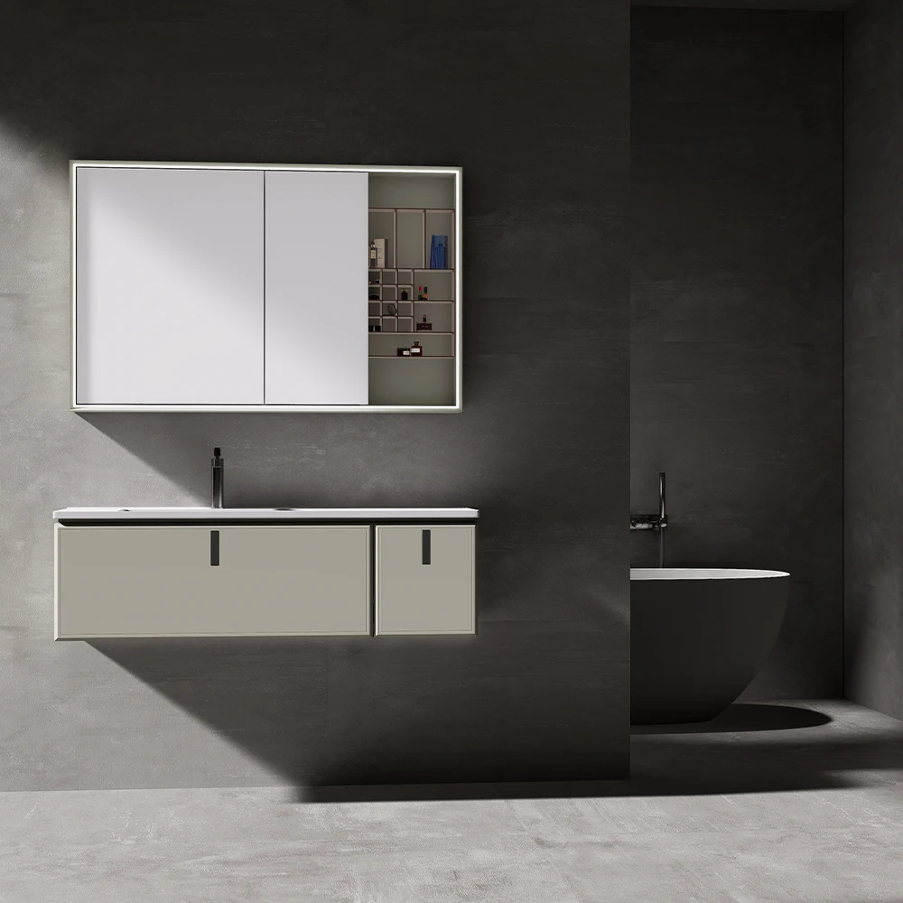 Настенный шкаф для хранения из массива дерева водонепроницаемый роскошный ванной комнаты с зеркалом