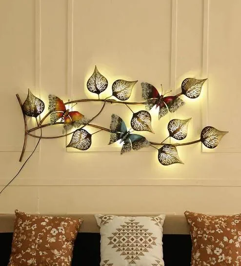 Modern Gold Butterfly Abstract Porcelain Painting Art Work With Aluminium Metal Framed For Living Room Decor