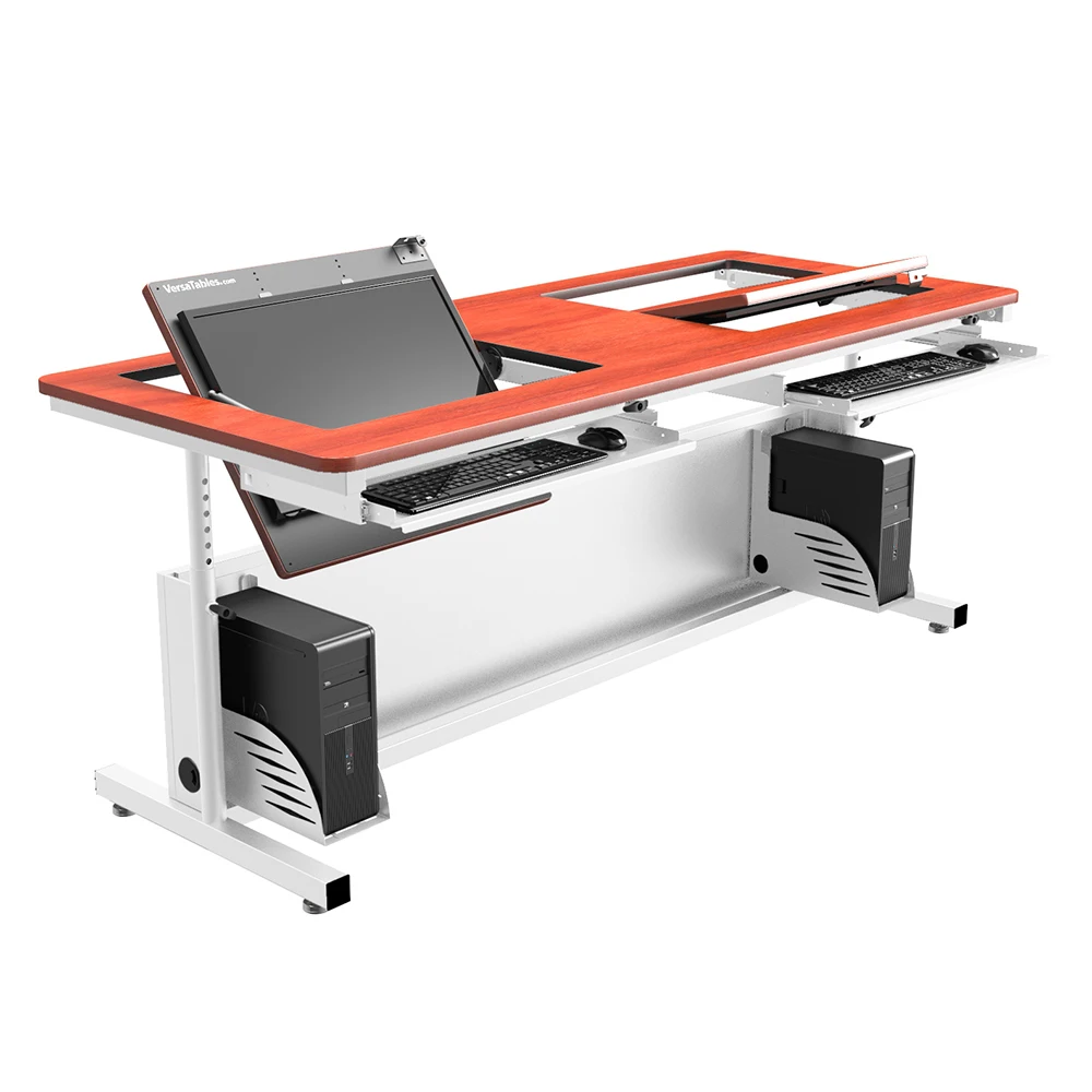 VersaDesk Revolution Adjustable Height Computer Desk  White/Cherry