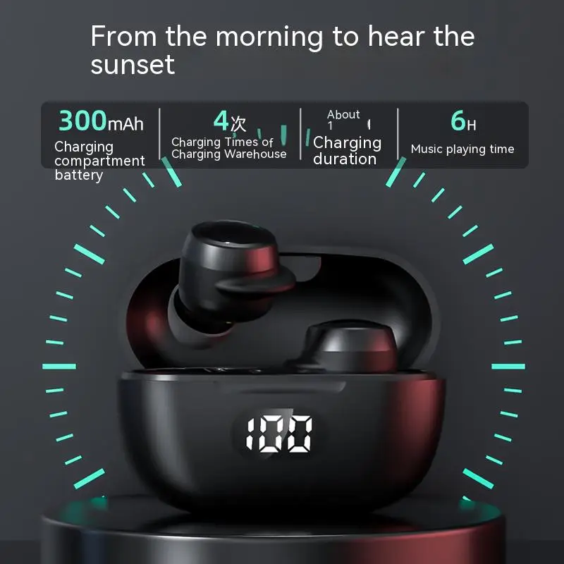 T58 popular private model wireless Bluetooth headset digital display call noise reduction mini bean-type BT headset