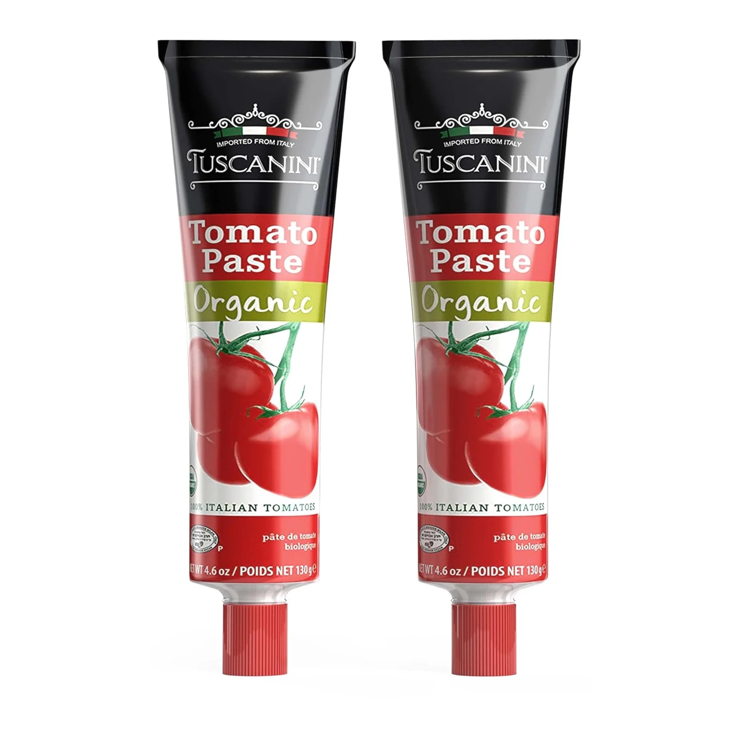 Premium Organic Tomato Paste Tube 4.6oz (2 Pack) Double Concentrate With 100% Tomatoes All-natural