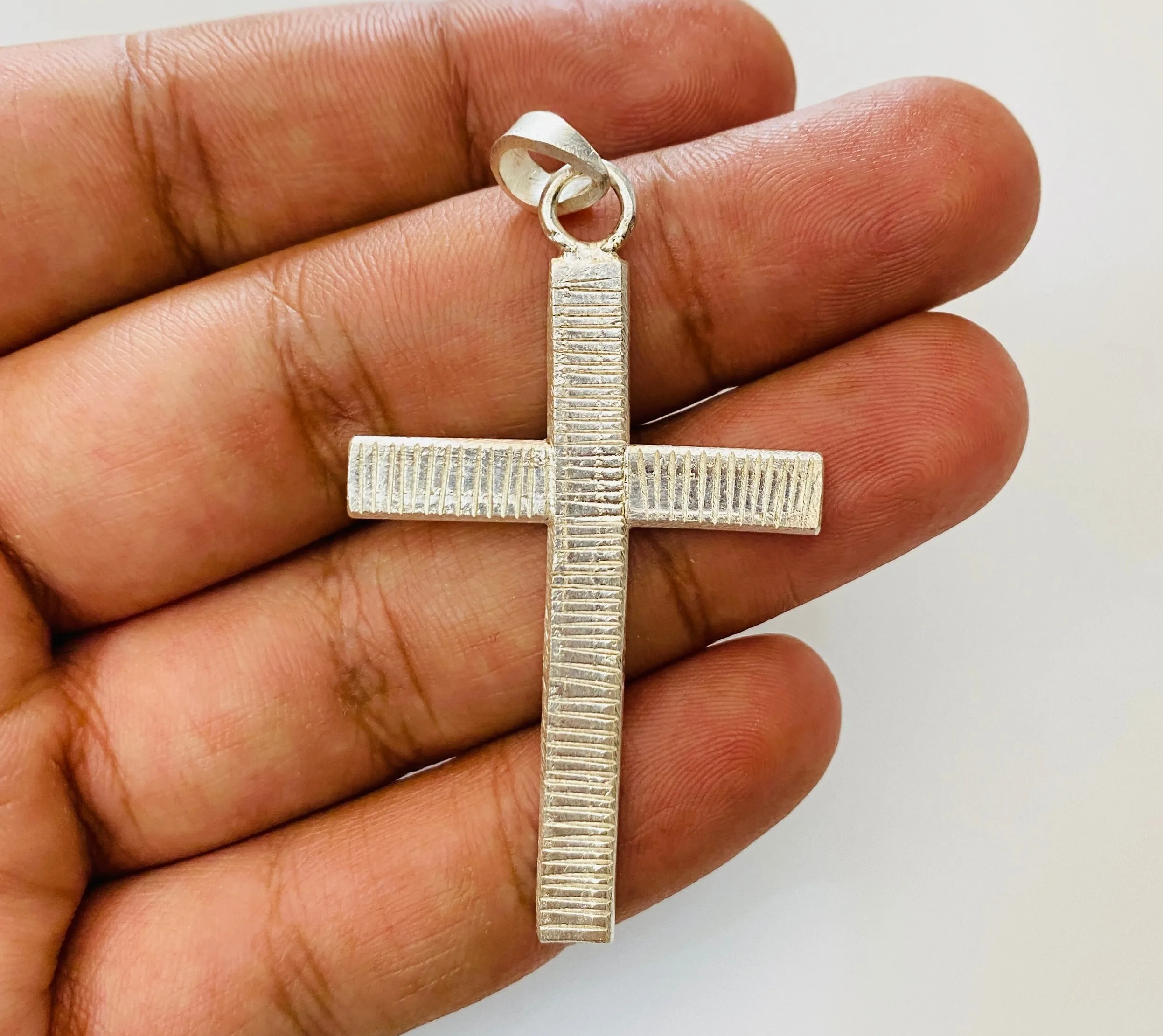 Silver Cross Necklace 925 Sterling Silver Handmade Cross Silver Pendant Christian Cross Necklace