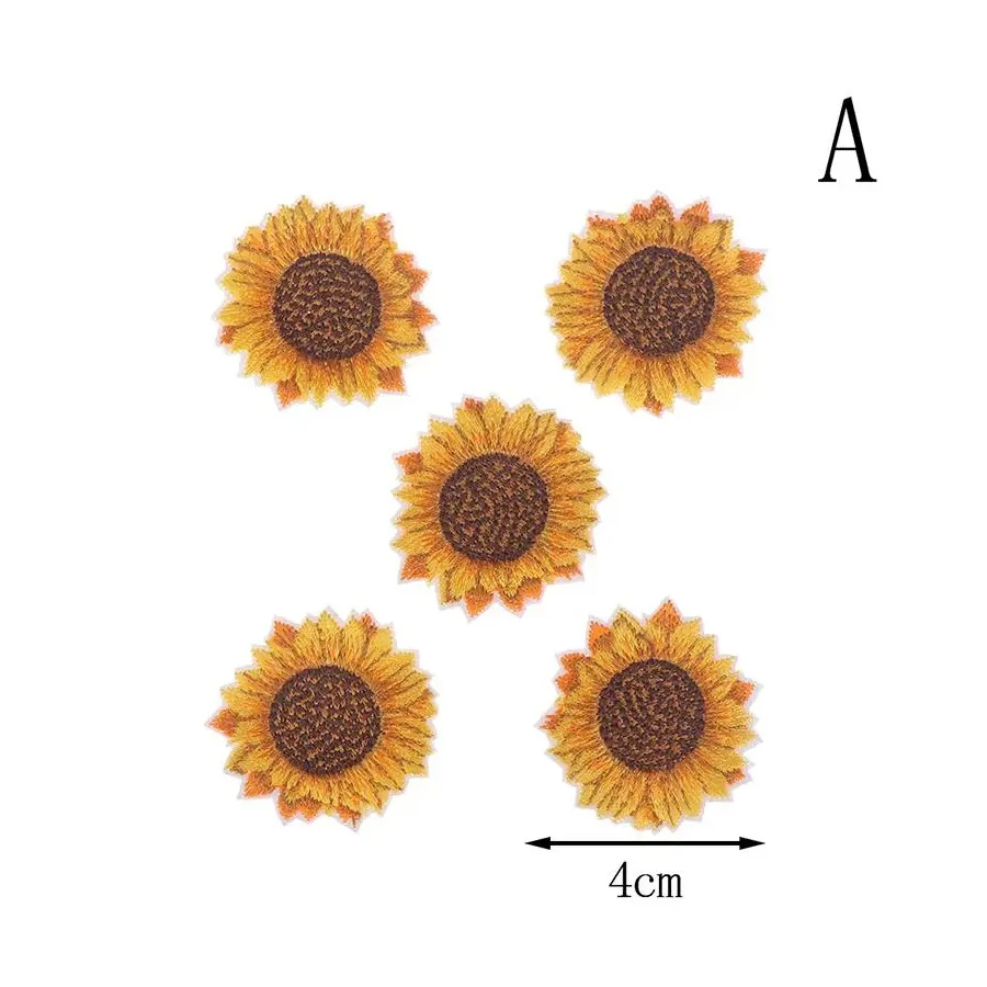 Embroidered Sunflower Patch On Sew On Flower Sticker Jeans Pants Shoes Bags Fabric Appliques Handmade Badge