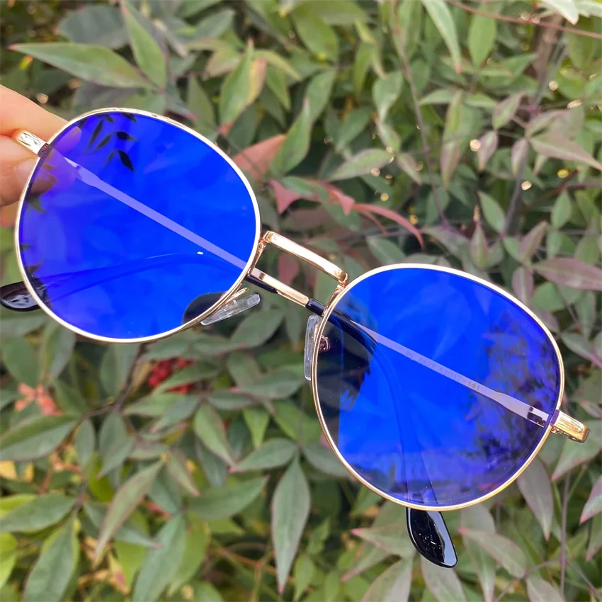 anti blue light uv400 alloy circle simple photogray anti reflet blue reflection women female unisex photochromic glasses men