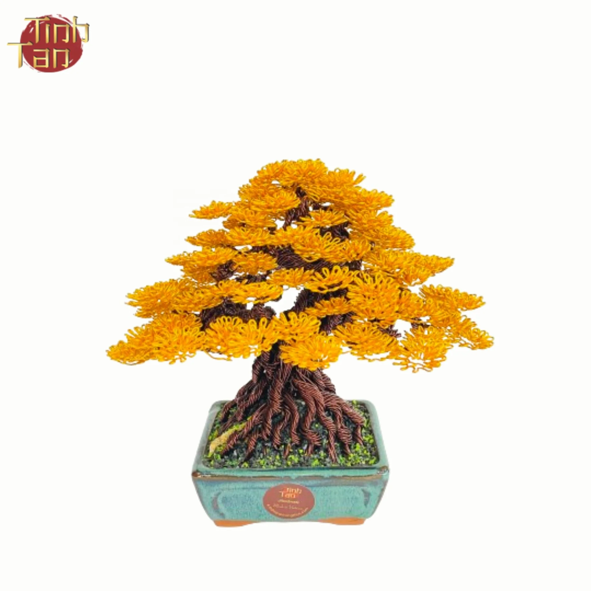 Желтый цвет бонсай размер 1 счастливое растение искусственное ручной работы украшение дома во Вьетнаме