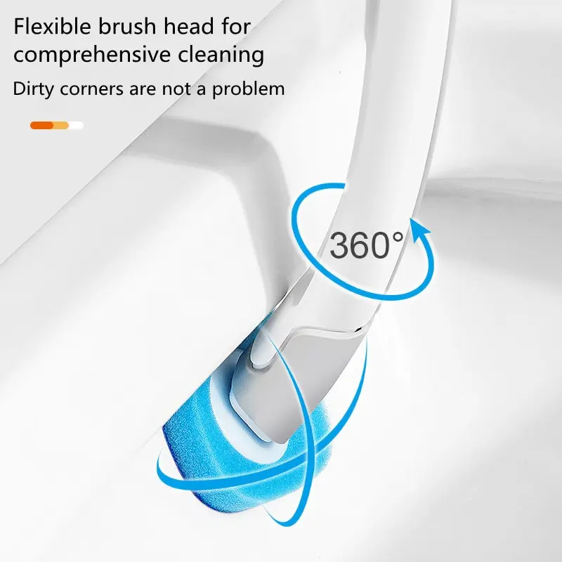 Best Selling household cleaning tools Bathroom Disposable Toilet Cleaner Brush Set Sponge Head With Holder cleaning accessories