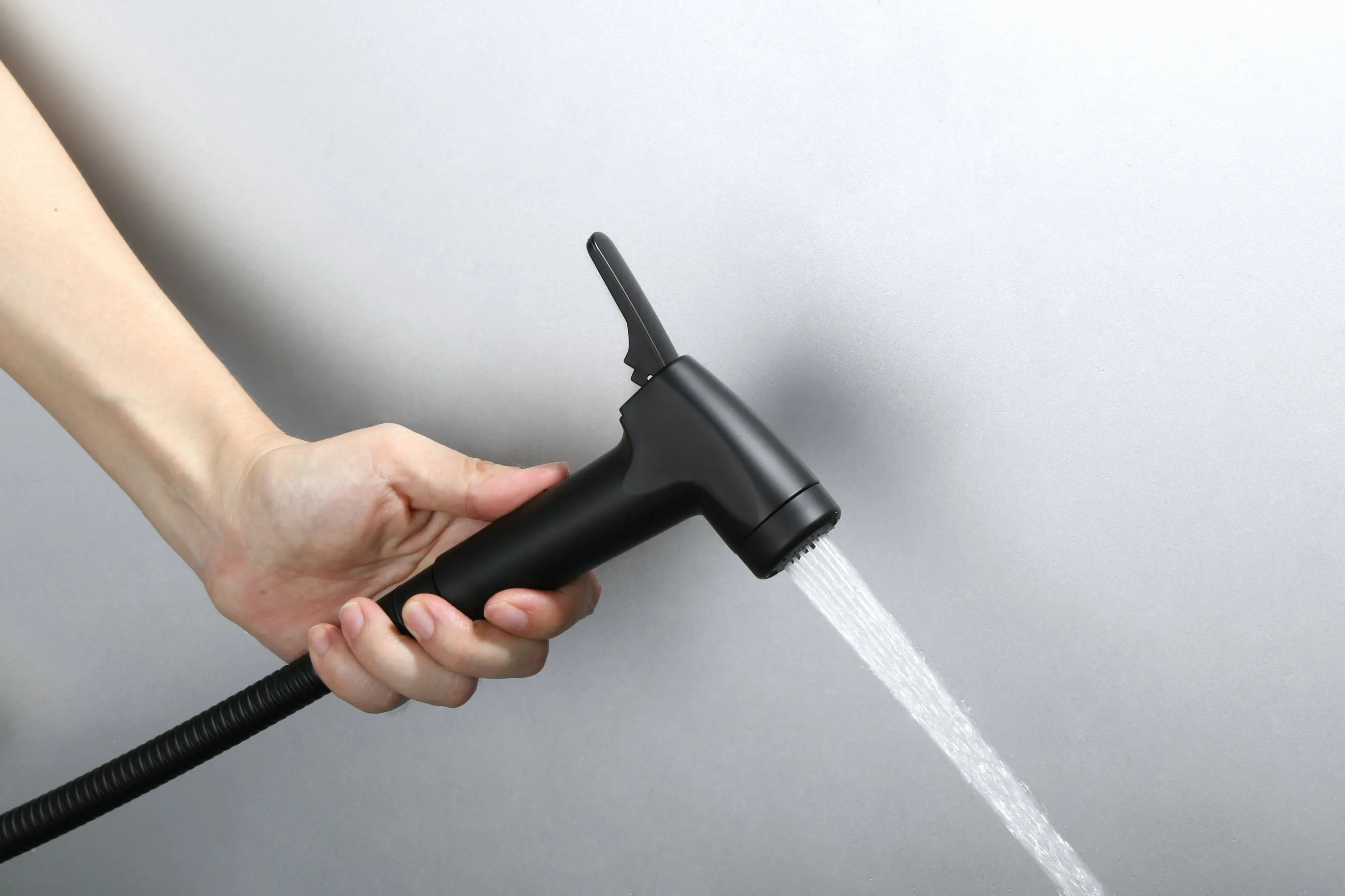 Stainless Steel Shattaf Handheld Black Bidet Adjustable Sprayer Kit Toilet with Hot and Cold Mixing Valve