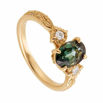 14k gold vintage engraved Natural green sapphire ring Yogo  montana engagement ring oval teal sapphire Buy at direct factory