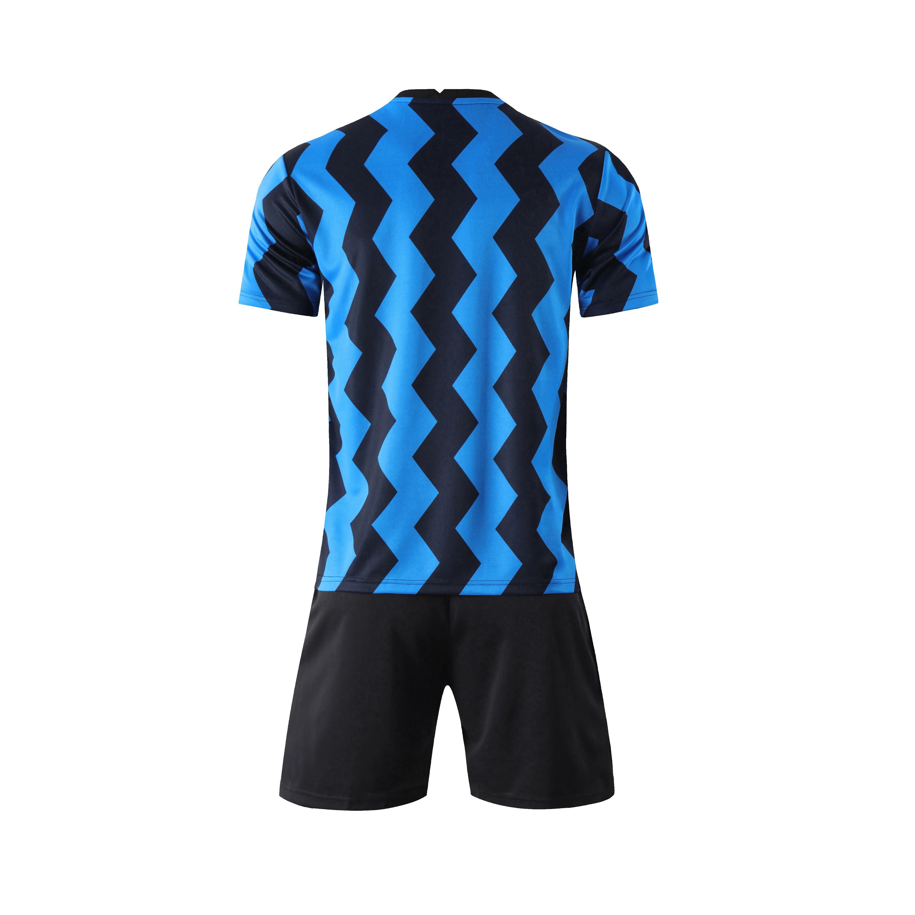 Fashion Style Sublimation Custom Made Cheap Wholesale Soccer Uniform Black Blue Color Shirt And Shorts Set