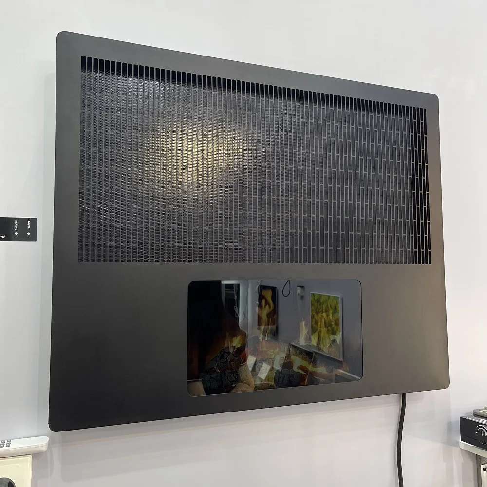 Electric Fireplace Heater Wall Mounted 1700W Heating Remote Control LCD Flame Effect