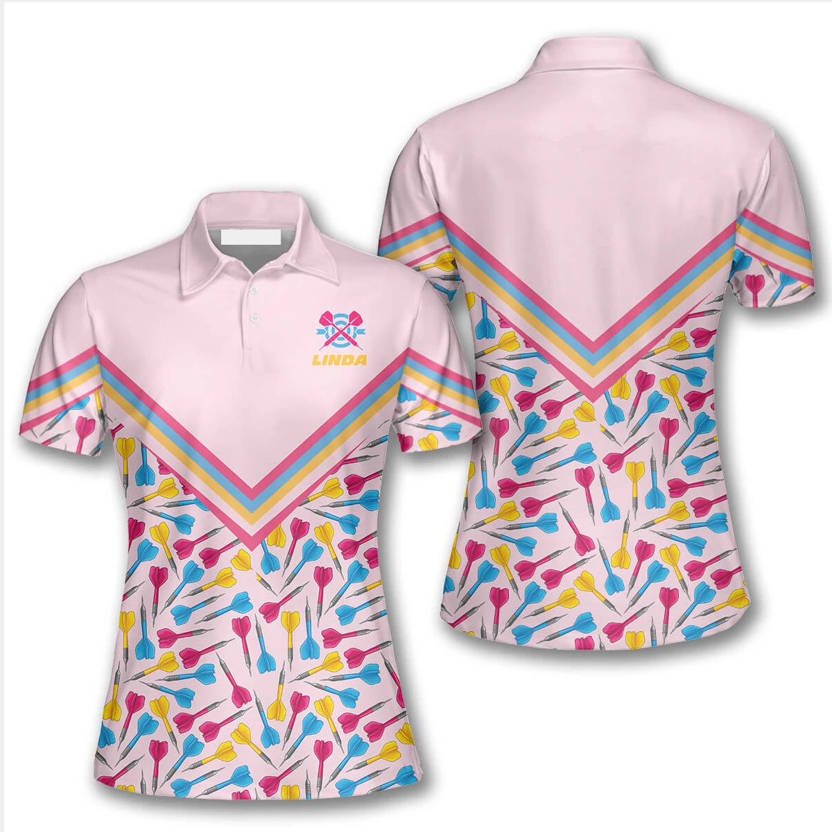 Custom Design Your Own Custom Women Dart Shirts Jersey Polo With Pockets For Team Sublimated Dart Shirts