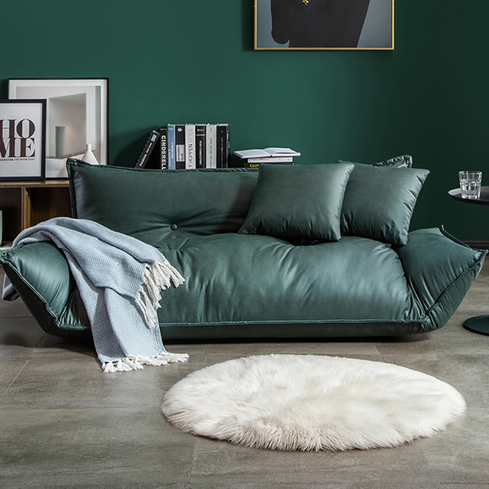 Gemma Technical Fabric Lazy Sofa Cozy Folding Lounge Sofa Tatami Green/Black