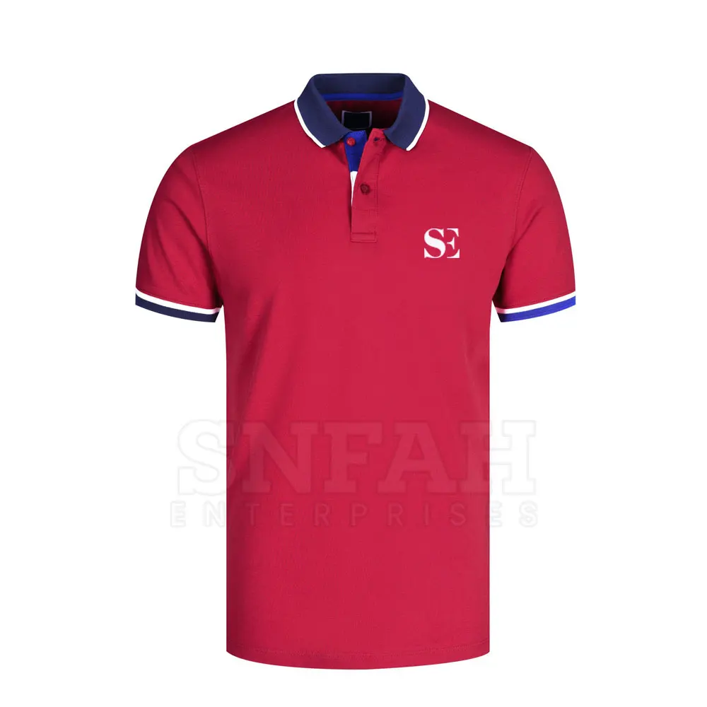 Cotton Red Color Polo Collar Men T-shirts Custom Size Golf Clothing Classic Collar Men Polo T Shirt