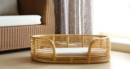 Oval Rattan Dog and Cat Bed Pet Houses for Storing Pet Home Decoration Made in Vietnam