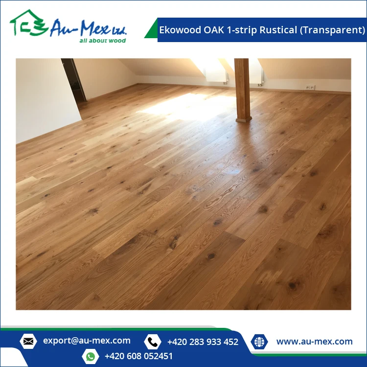 Good Quality Sturdy Built European Rustical Grade Ekowood OAK 1-strip Transparent Engineered Wood Flooring Manufacturer