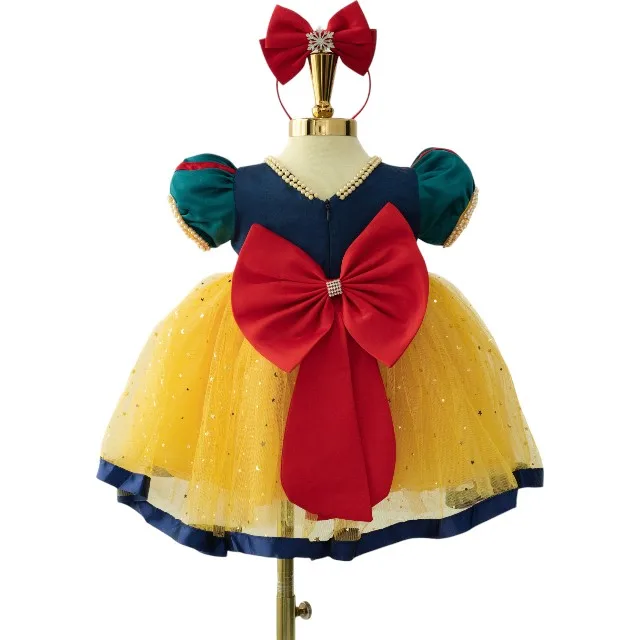 2 Top-Notch Large Size Snow White Cartoon Costume Beaded Princess Dress for Baby Girls for Party OEM ODM from Viet nam