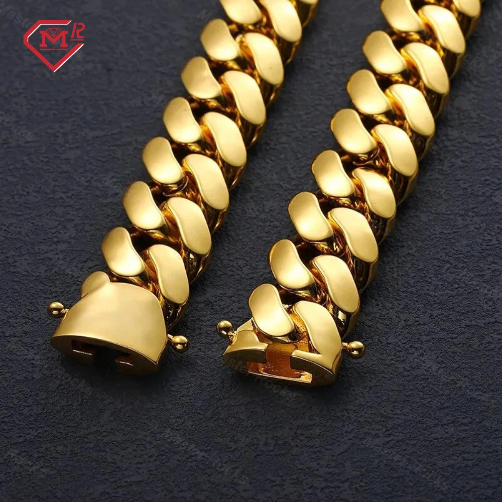 10mm 12mm 14K Gold Plating Cuban Chain High Quality Fashion Hip Hop Miami Cuban Link Chain