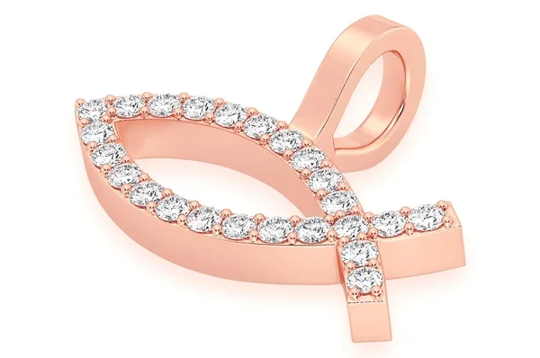 New High Quality Lab Grown Diamond Fish Pendant Trendy Cluster Iced Out Pendant Micro Pave Diamond Christian Fish Pendant