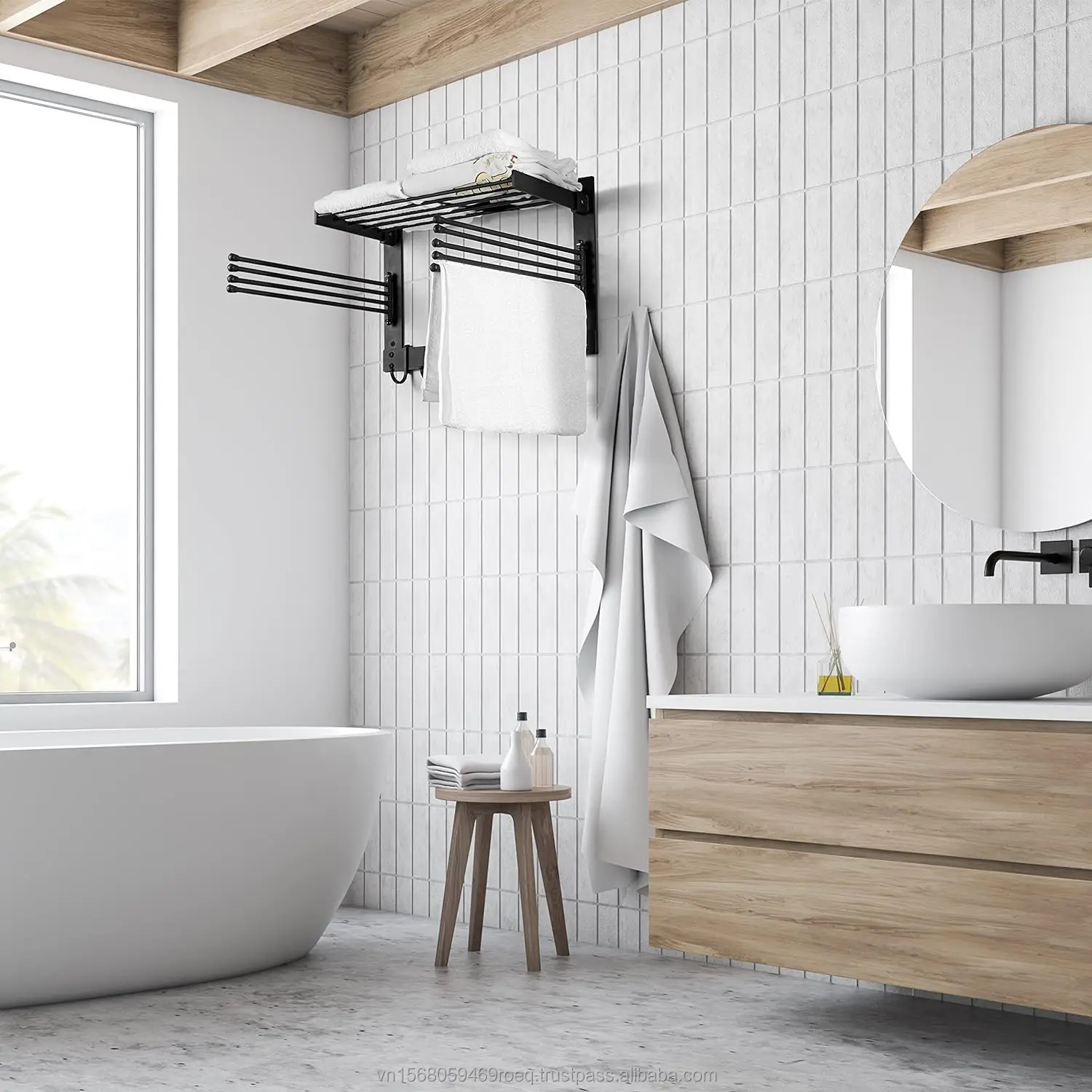 Metal Foldable Drying Rack Wall Mounted Clothes Hanger Retractable for Laundry Bathroom Towel Rack Storage Holders Space Saving