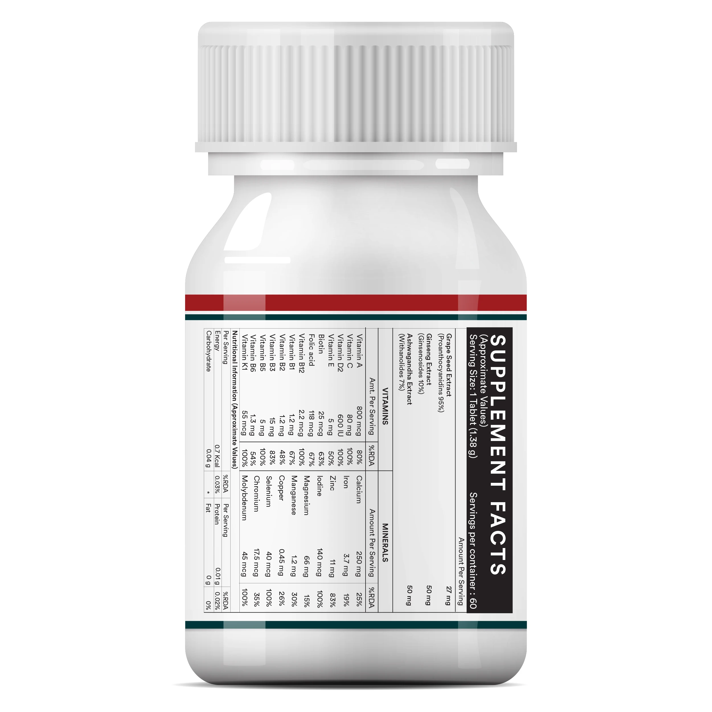 Private Label Multivitamin for Men Complex Vitamin Multimineral with Antioxidant Supplements Enhanced Multivitamin Tablets