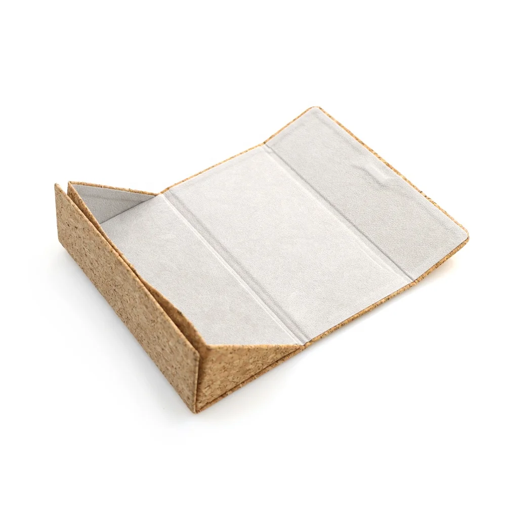 Branded Eco Friendly Oak Cork Foldable Triangle Handmade Eyeglasses Storage Eyewear Packaging Sunglasses Box Glasses Case