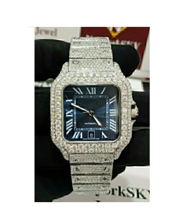 40mm Bust Down Bling Buss Down Handmade Customizable Automatic Movement New Fashion Brand Iced Wrist Watch For Him Her Couple