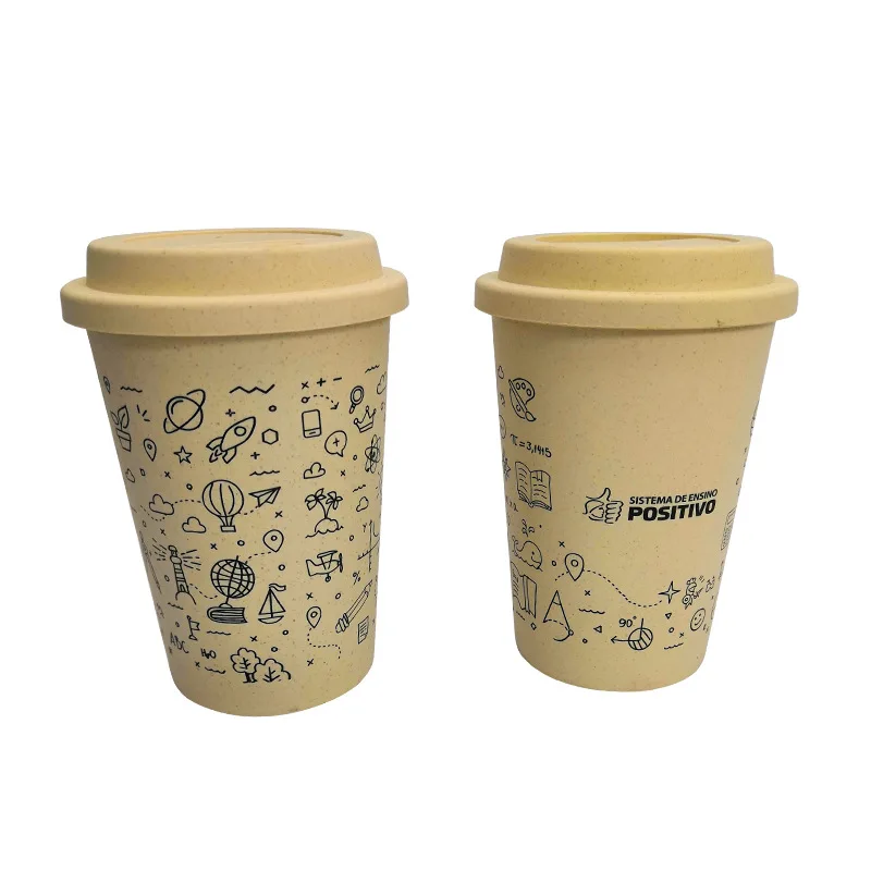350ml coffee grounds plastic cup bamboo fiber wheat straw coffee cup degradable eco-friendly