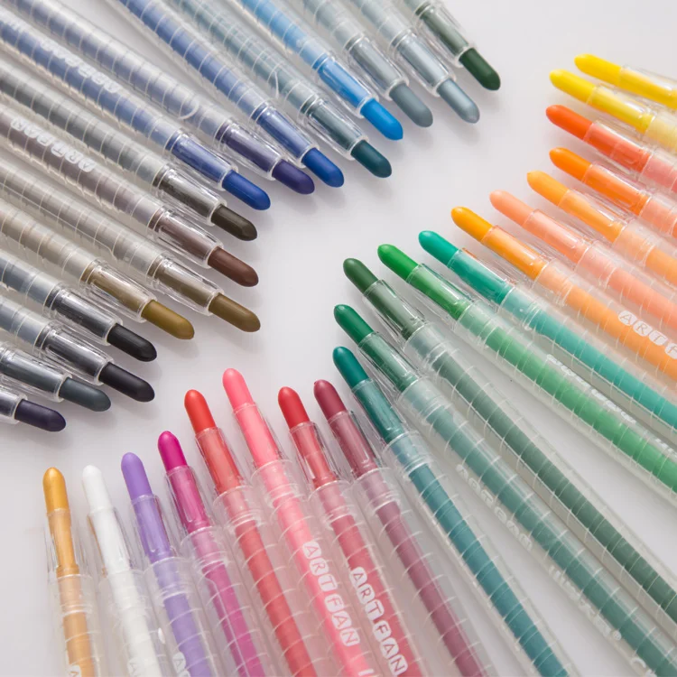 Wholesale Non-toxic Wax Twistable Crayon Set 36 Colours Oil Pastel for Children and Kids Art PP Box Package Eco-friendly Crayons