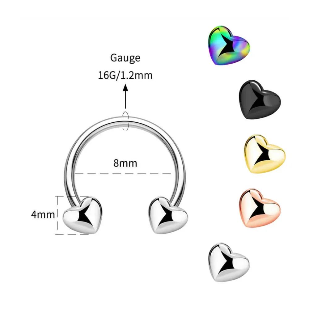 Non Tarnish Gold Stainless Steel Nose Hoop Rings Small Love Heart  Women Piercing Jewelry for Girls Pierced Nose