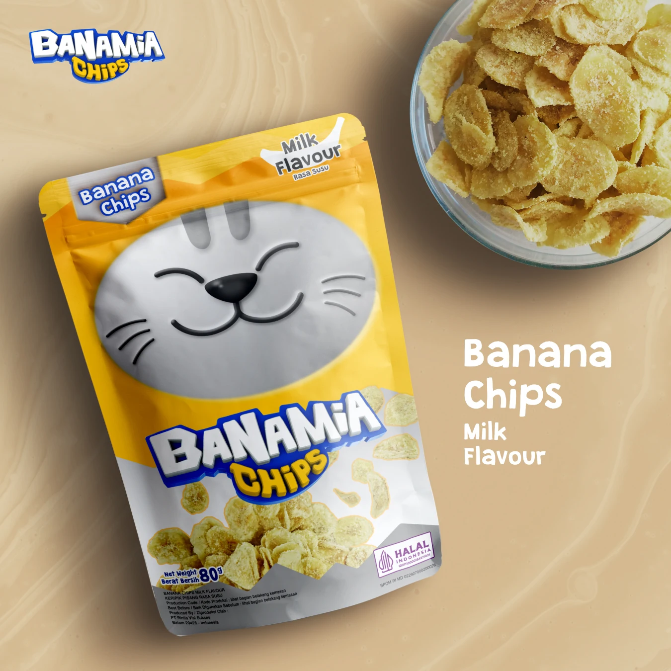 Bananamia Premium Yellow Banana Chips Artisanal Fresh Crispy Dried Snacks Milk Flavour Soft Texture Fruit Vegetable