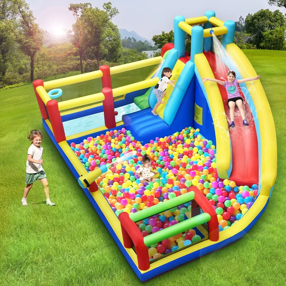 Inflatable Doctor Dolphin Playground Backyard Fun Zone Wild Water Park Games With Pool slide