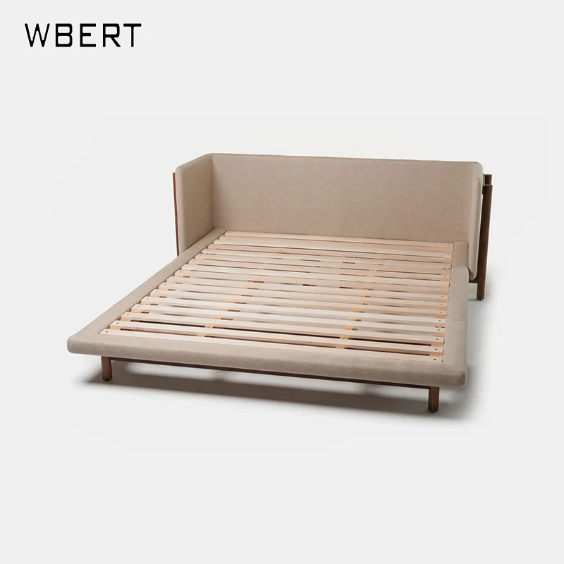 WBERT Nordic Expression Italian Simple Morenburg North American Black Walnut CAR Leather Soft Back Solid Wood Double Bed
